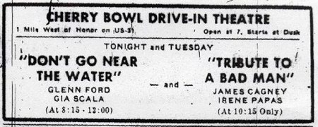 Cherry Bowl Drive-In Theatre - OLD NEWS AD